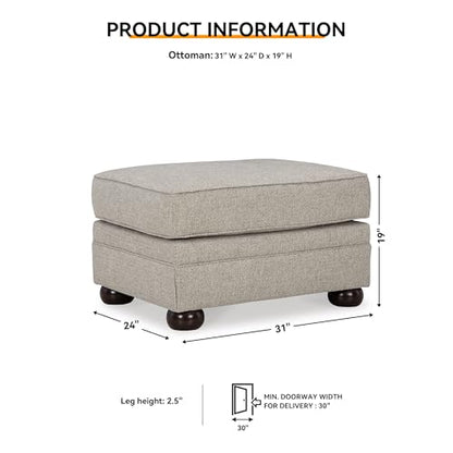 Signature Design by Ashley Gaelon Transitional Rectangular Upholstered Ottoman with Bun Legs, Light Brown