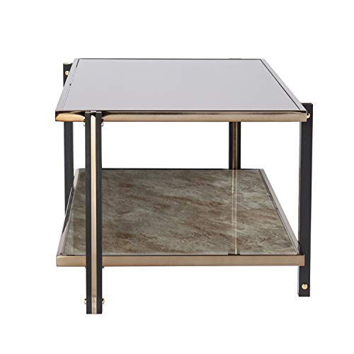 Thornsett Cocktail Table with Mirrored Top - Transitional Design, Champagne Glass and Wood - Ideal for Living Room, Family Room (CK1131200)