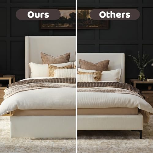 Queen Bed Frame with 53'' Extra Tall Wingback Headboard, view 6