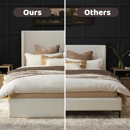 Queen Bed Frame with 53'' Extra Tall Wingback Headboard, view 6