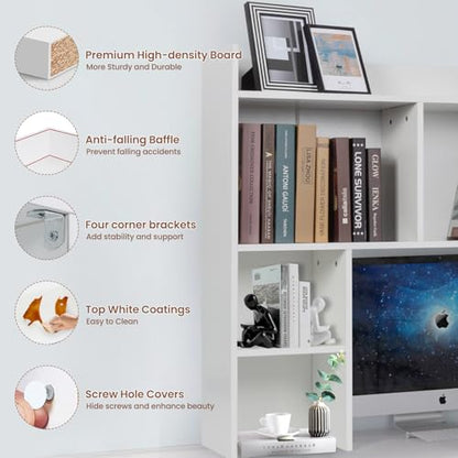 Desktop Bookshelf 36" Tall, White Desk Hutch for Dorm Computer Desk, view 5