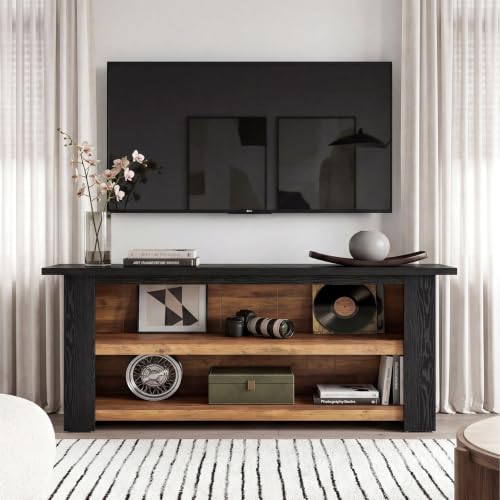 Wooden TV Stand for 65 Inch TV, Black Entertainment Center, view 7
