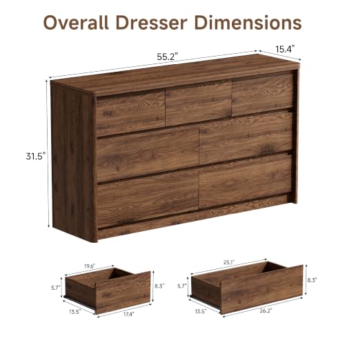 Modern 7 Drawers Dresser for Bedroom, view 3