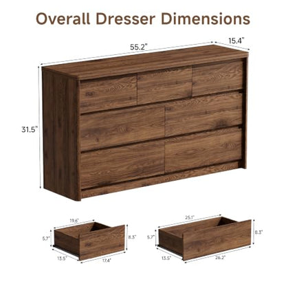 Modern 7 Drawers Dresser for Bedroom, view 3
