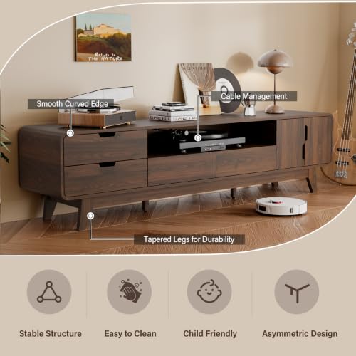 75" TV Stand, Mid Century Modern TV Stands for TVs up to 85 inch, view 5