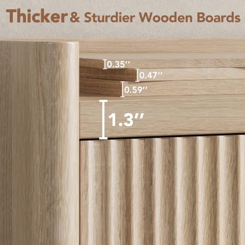 6 Drawer Dresser for Bedroom, Fluted Dressers with Rounded Edge & Raised Lip Top, view 5