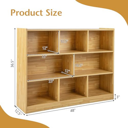 8 Cube Bookcase, Freestanding 3-Tier Open Bookshelf, Burlywood | Modern Storage Display Cabinet, Wood Cube Storage Organizer for Living Room, Home Office, Kid’s Room