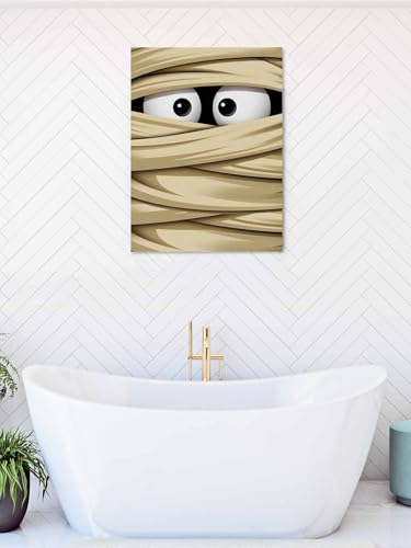 NuYeBiofx Halloween Scary Ghost Eyes Canvas Wall Art Prints,30"x20" Framed Picture Artwork Funny Eyeball Bandage Art Printed Canvas Oil Painting for Living Room Bedroom Office,Ready to Hang