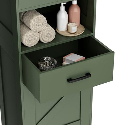 67" H Tall Bathroom Storage Cabinet with Barn Doors and Drawer, view 8