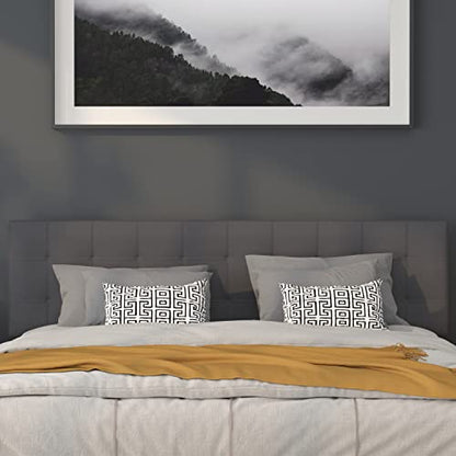 Bedford Tufted Upholstered King Size Headboard in Dark Gray Fabric