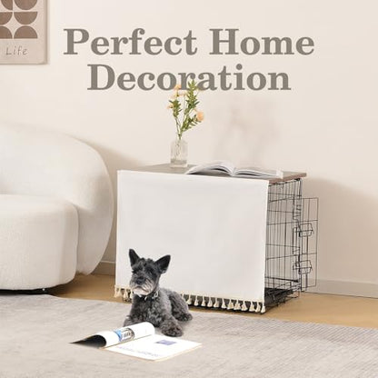 Dog Crate Topper Wood with Tassel Curtain for 36 inch Crate, view 3