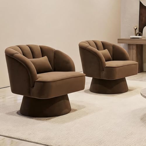 Swivel Accent Chair with Armrests, 360° Mid Century Modern Swivel Barrel Chair, view 2