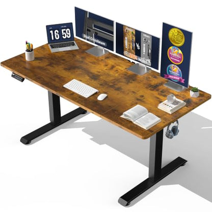 63"x28" Wider Large Standing Desk, Electric Height Adjustable, Brown, view 2