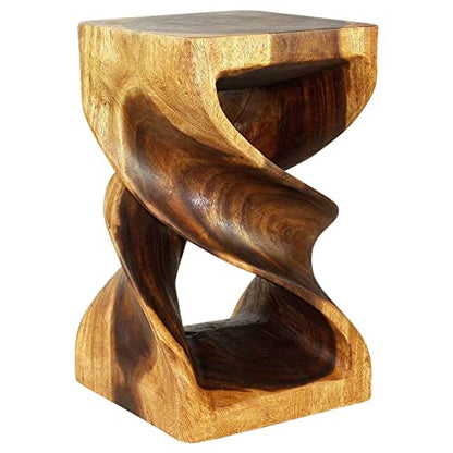 Double Twist Pedestal Table, Walnut, 12x12x20 in