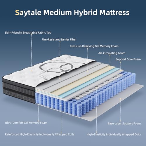 King Size Mattress, 12 Inch Hybrid King Mattress in a Box, Medium Firm, view 3