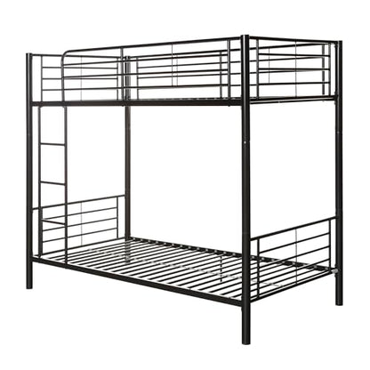 Elodie Urban Industrial Twin Over Twin Metal Bunk Bed, Twin Over Twin, Black