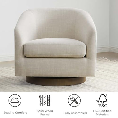 CHITA Swivel Accent Chair, FSC Certified Wood Frame, Fully Assembled, Linen