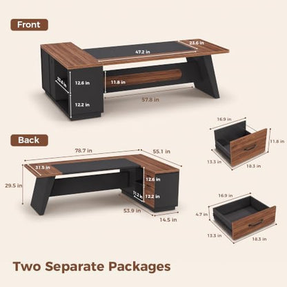 78.7" L-Shaped Executive Desk, Extra Large Home Office Desk, view 3