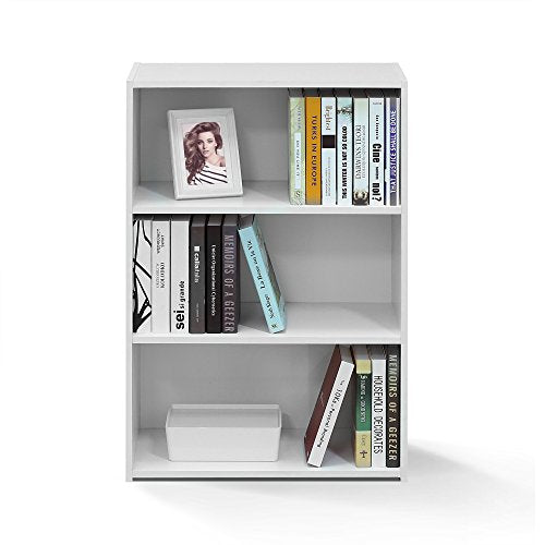 WRIGHT Book Shelf, 3-Tier Modern Bookshelf, Bookcase with Closed Back, 11.6" x 24.5" x 35.3", for Living Room, Bedroom, Home Office, Soft White