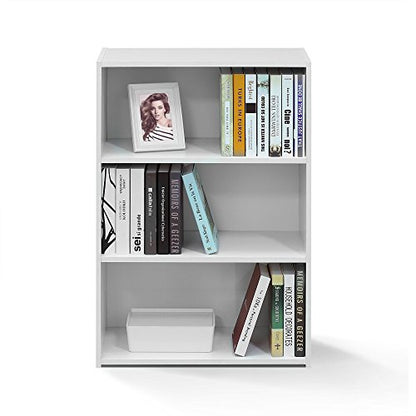 WRIGHT Book Shelf, 3-Tier Modern Bookshelf, Bookcase with Closed Back, 11.6" x 24.5" x 35.3", for Living Room, Bedroom, Home Office, Soft White
