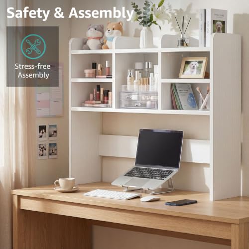 37 Inch White Desk Hutch Dorm Top Only 8 shelves Organizer For College, view 6