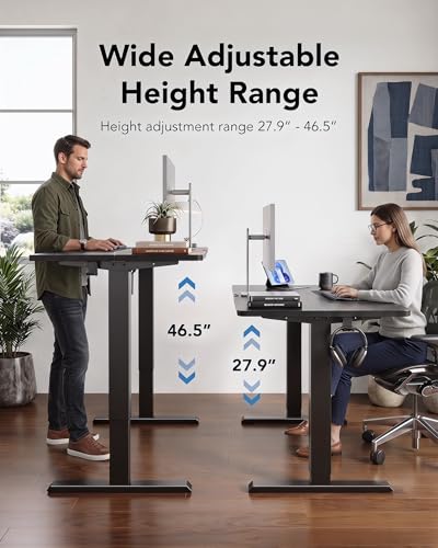48x23 Inch Electric Standing Desk, Adjustable, Light Vintage Brown, view 5