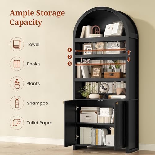 81" Tall Arched Cabinets, Bookcase with storage, view 5
