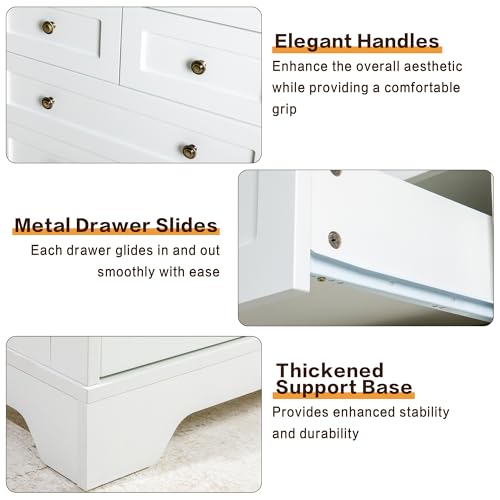 7 Drawers Tall Dressers for Bedroom, 44" Wood Chest of Drawers with Metal Handle, view 5