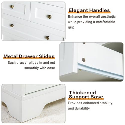 7 Drawers Tall Dressers for Bedroom, 44" Wood Chest of Drawers with Metal Handle, view 5