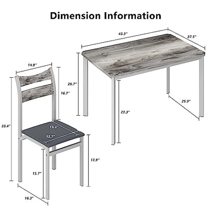 5-Piece Dining Table Set for 4, 43.3" Modern Wood Kitchen Table with PU Leather Chairs, Space-Saving for Small Spaces & Apartments, Easy to Assemble(Grey)