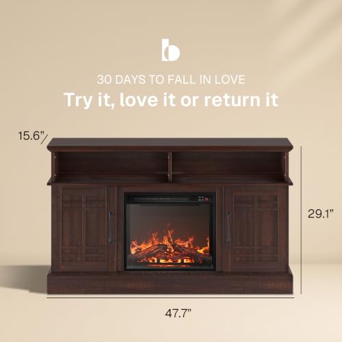 Modern Espresso TV Stand with Electric Fireplace, view 3