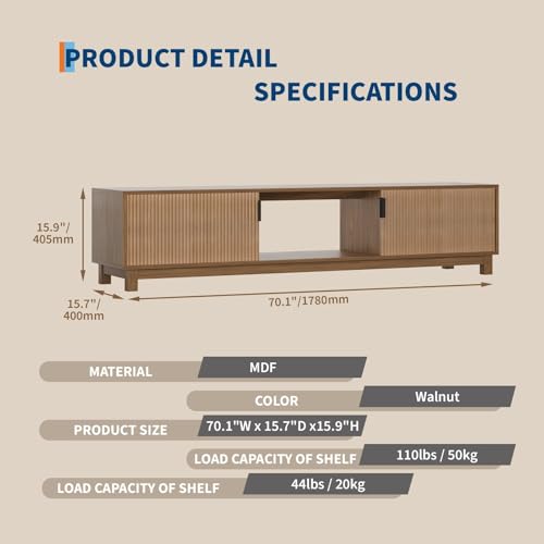 Fluted TV Stands for TVs Up to 75 Inches, view 3