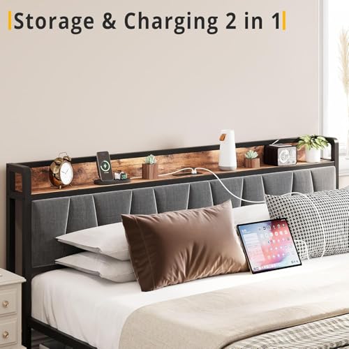 King Size Bed Frame with 2 Drawers and Charging Station, view 4
