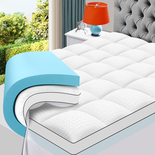 King Size Dual Layer 4 Inch Memory Foam Mattress Topper, view 2