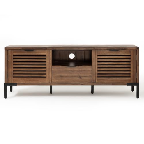 Millie Solid Wood TV Stand for TVs up to 65 Inches, Modern Farmhouse TV Stand with Rustic Charm, TV Stands for Living Room, Chestnut