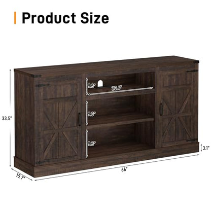 66" Farmhouse TV Stand with Power Outlets for 75 Inch TVs, view 3