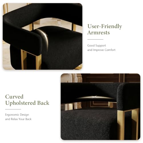 Boucle Bucket Chairs in Gold with Curved Design, view 6