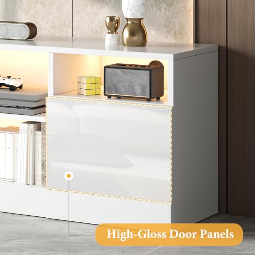 70" High-Gloss TV Stand for TVs up to 80" with LED Lights, view 7