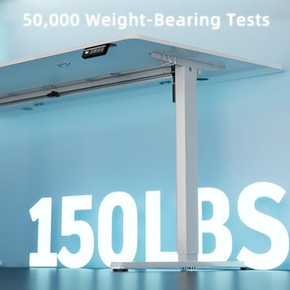 Standing Desk, 71x31 Inch Height Adjustable Electric Sit Stand up Desk, Ergonomic Rising Computer Table, Modern Lift Gaming Desk Workstation for Home Office, White