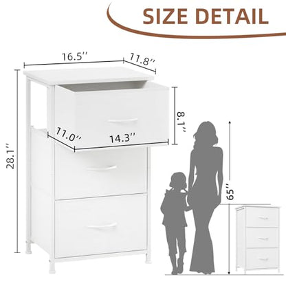 Small Dresser for Bedroom, 3 Drawer Storage Cabinet, White, view 4