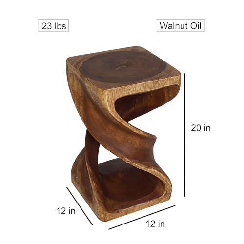 Double Twist Pedestal Table, Walnut, 12x12x20 in