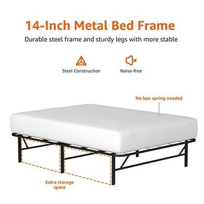 Sturdy Steel Bed Frame with Storage and Quiet Support in Black, view 6