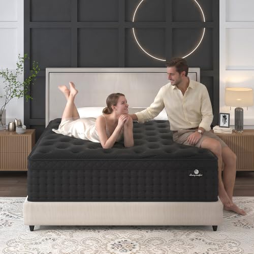 Twin Mattress 14inch,Twin Size Hybrid Mattress in a Box,Black, view 2