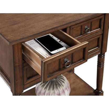 Kendra Entryway Hall Table 23.75" - 3 Storage Drawers, Traditional Console with Shelf for Decor, Office & Hallway Organizer, No Tools Assembly, Solid Wood Legs, Dark Oak