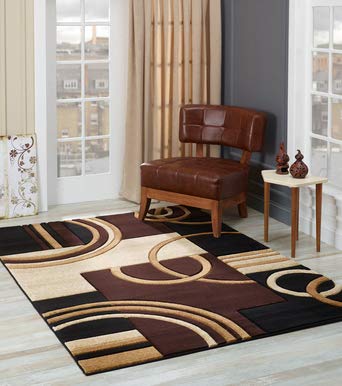 Area Rug Modern Soft Hand Carved Contemporary Floor Carpet with Premium Fluffy Texture for Indoor Living Dining Room and Bedroom Area (Brown, 4'x6')
