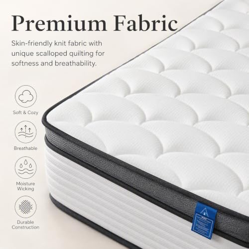 Queen Hybrid Mattress, 8/10/12/14 Inch Pocket Coil Gel Memory Foam, Medium‑Firm, view 4