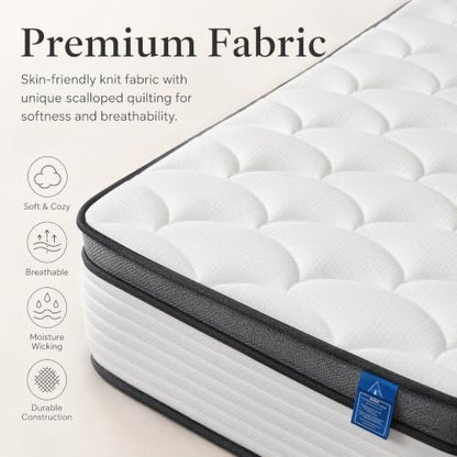 Queen Hybrid Mattress, 8/10/12/14 Inch Pocket Coil Gel Memory Foam, Medium‑Firm, view 4