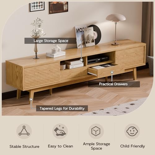70" Mid Century Modern TV Stand for TVs up to 75 Inch, view 6