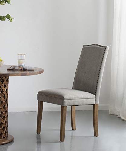 A&B Home Furniture Dining Chairs Urban Style with Nailhead Trim for Dining Room Kitchen Living Room Set of 2 Smoky Gray