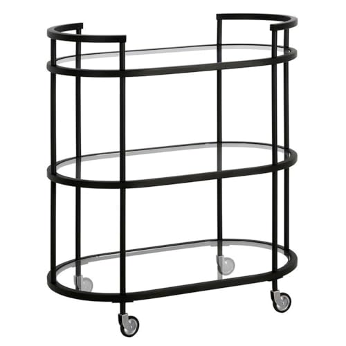 30" Wide Oval Bar Cart in Blackened Bronze, Bar Carts for the Home | Sleek rolling shelving unit that moves room to room with ease, doubling as a stylish bar cart or convenient coffee station